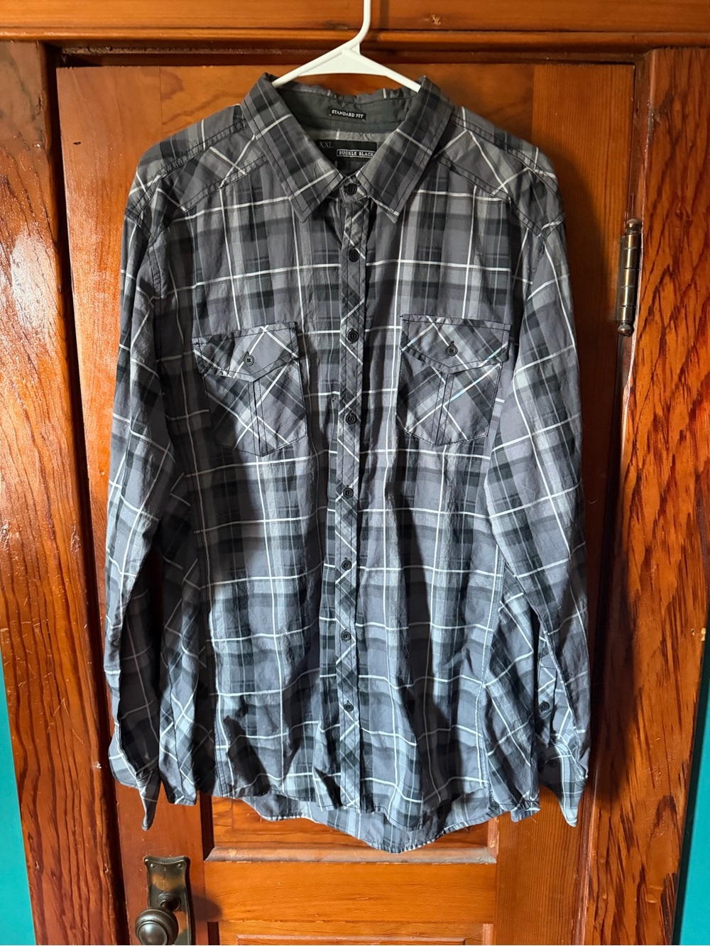 Buckle Gray Plaid Long-Sleeve Button-Down Shirt